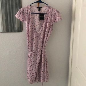 Floral Pink Self Tie Wrap Dress